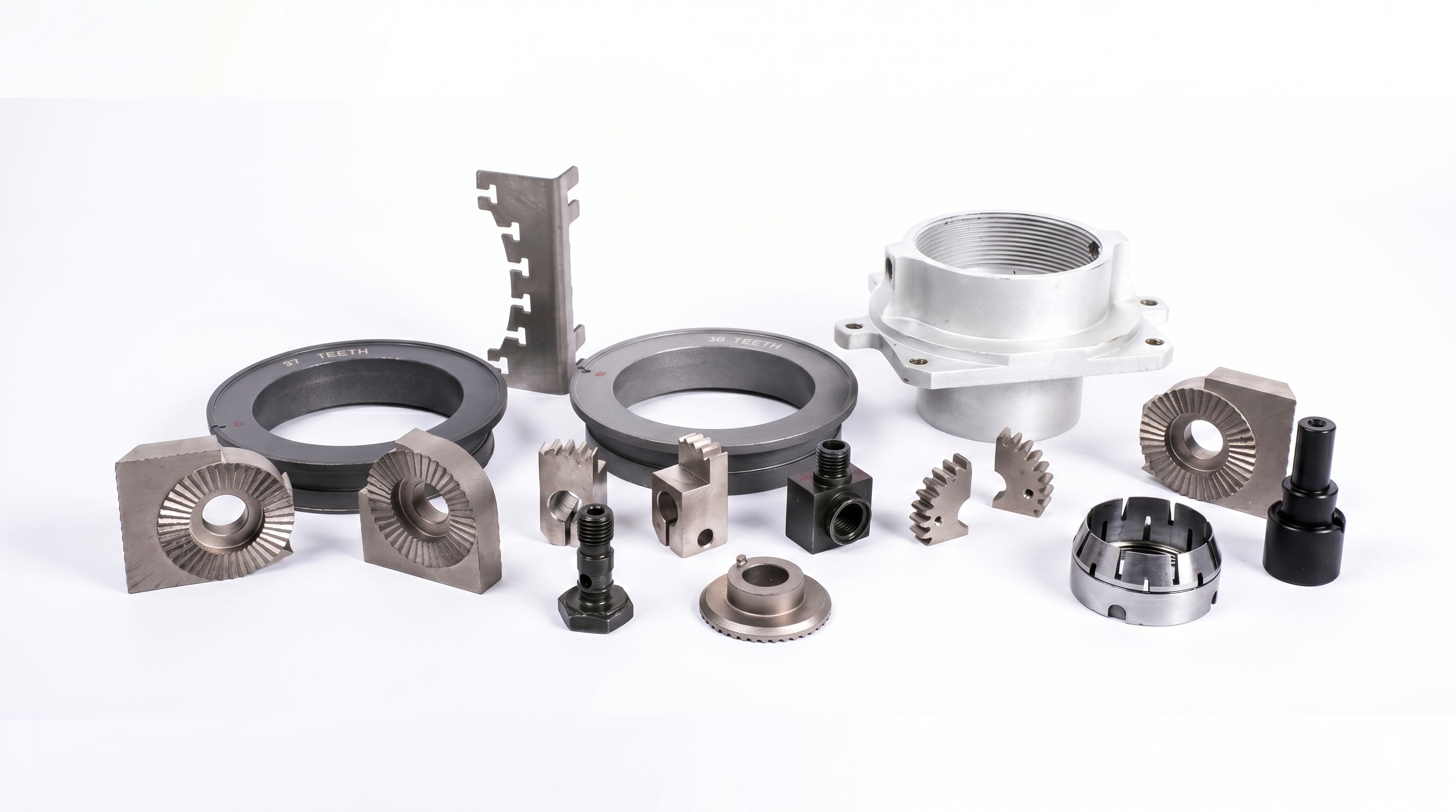 Precision machined parts — ring gears, flanges, bevel gears, collets